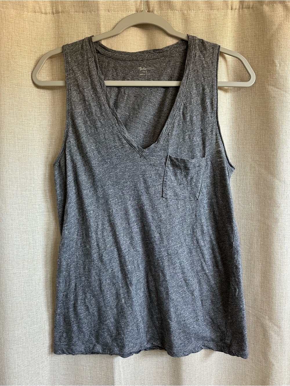 Madewell Gray V-Neck Pocket Tank | Size S